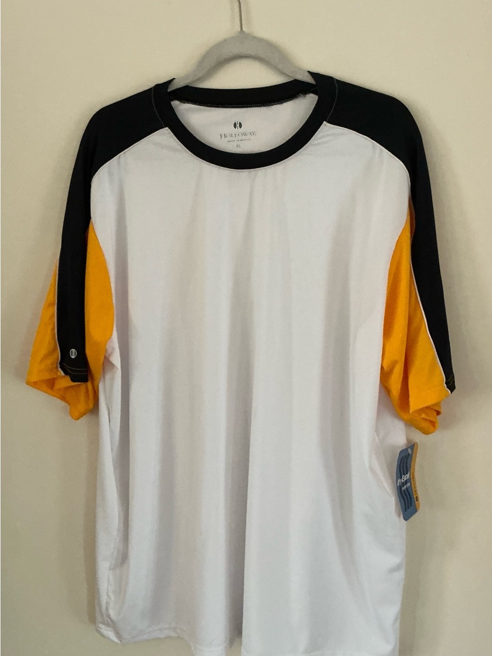 Holloway White/Black/Gold Colorblock Short-Sleeve Activewear Tee NWT